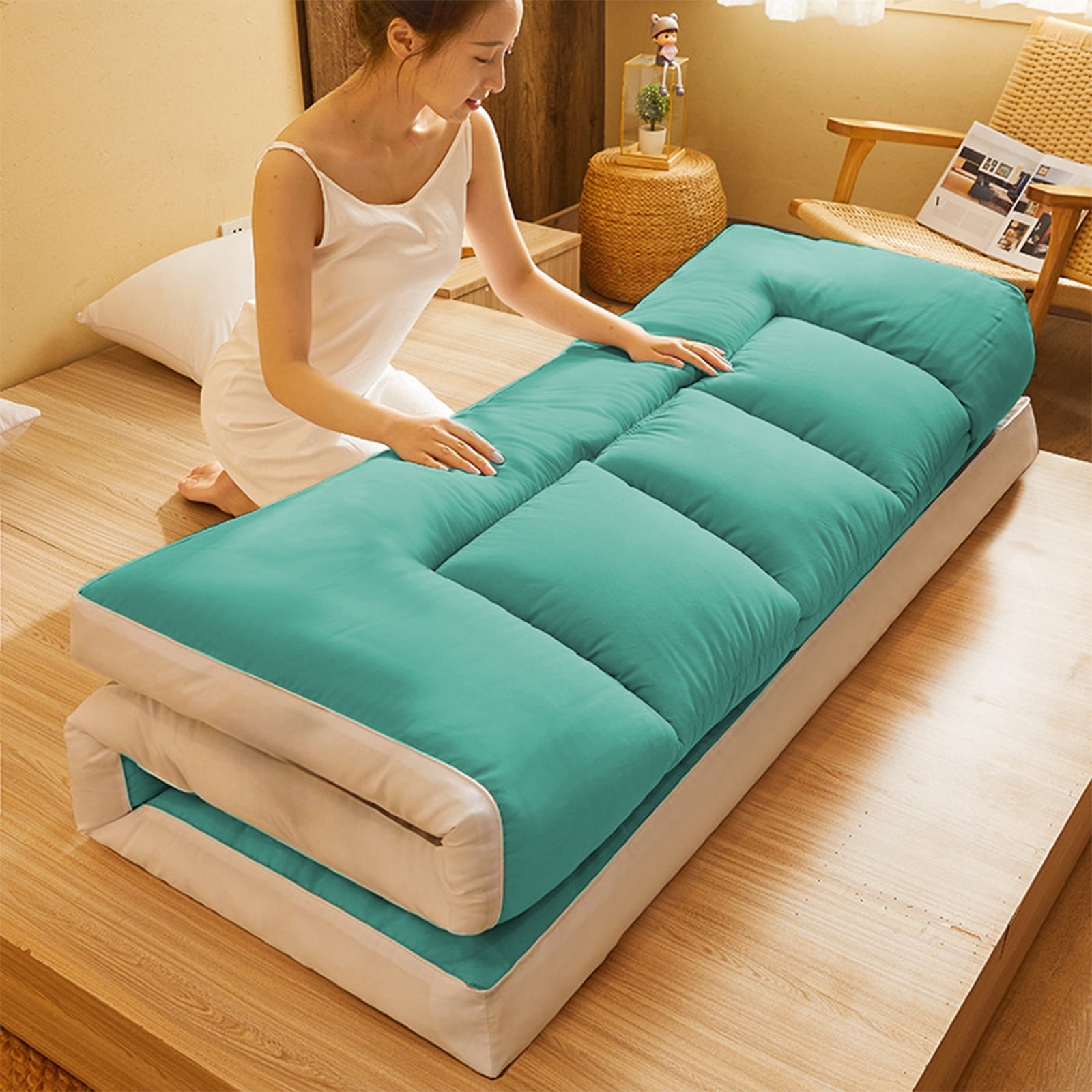 Foldable Twin Size Mattress 39"x79" - Ultra Soft Soy Fiber Mattress for Students,Breathable & Washable,Thickened Support,Lightweight & Portable,Durable Polyester Bed Mattress for Dorm,Home,Travel