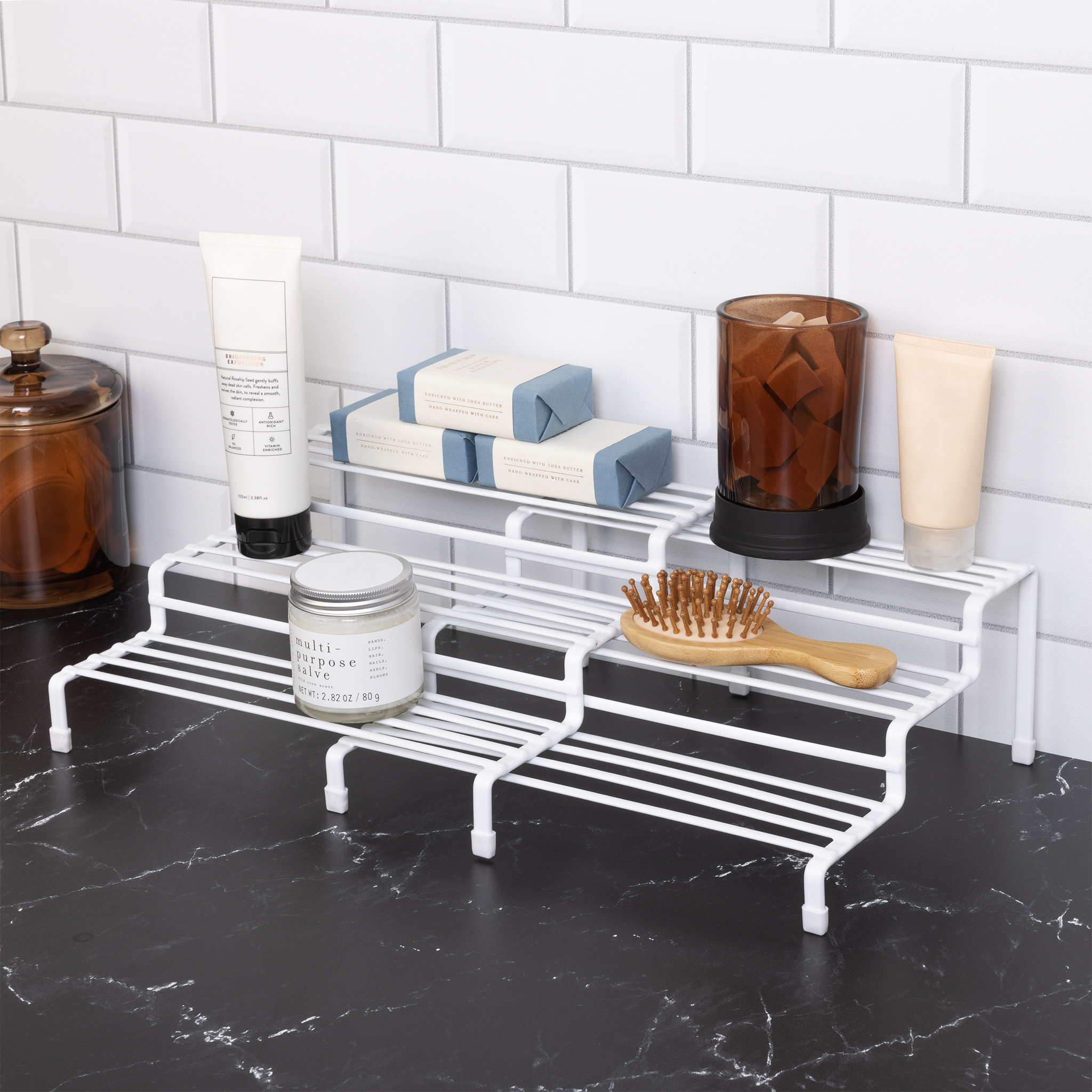 Mainstays Expandable Metal Wire Spice Rack, 3-Tier, White photo 3