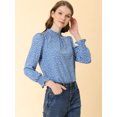 thumbnail image 2 of INSPIRE CHIC Women's Ruffled Mock Neck Smocked Long Sleeve Floral Print Blouse, 2 of 6