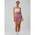 thumbnail image 6 of Women'S Large Size Cotton Half-Cover Hip High Waist Solid Color High Slit Briefs Purple XL, 6 of 9