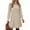 Beige, variant on Brushed Ribbed Knit Solid Color A-Line Dress for Women - Gray, Puff Sleeve, Round Neck Pullover, Regular Long Sleeve, S-XXL