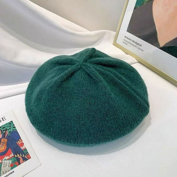 CoCopeanut Topi Baret Rajutan Wanita Fashion Topi Hangat Wanita Warna Solid Topi Pelukis Musim Gugur Musim Dingin untuk Anak Perempuan Aksesori Topi Kasual