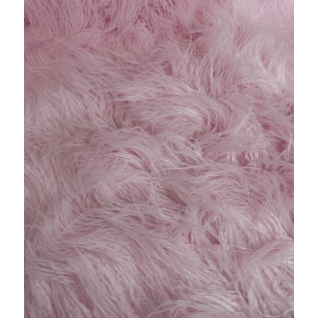 Faux Fake CURLY Yak FUR 3.5 LONG Pile Japanese Fire Retardant Yarn 2.3oz Per Yard / Craft Sewing Cosplay 58 Wide Sold by Continuous Yard (Pink)