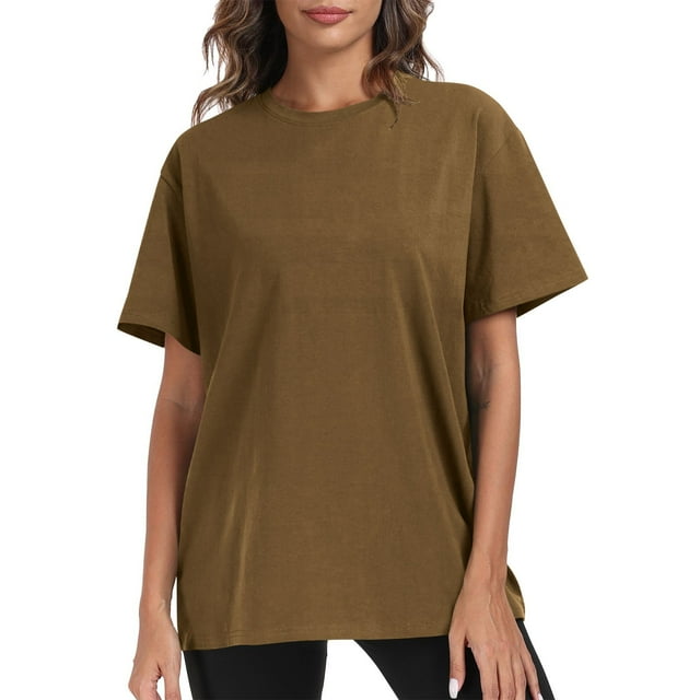 asjyhkr Womens Cotton T Shirts Crew Neck Short Sleeve Solid Color Summer Tops Lightweight Basic Tees