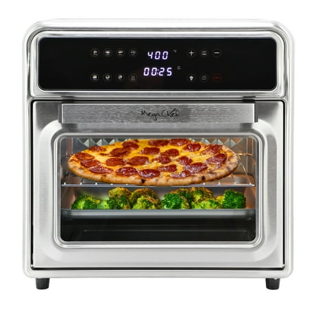 MegaChef 21.13 Digital Quart Stainless Steel Digital Electric Multi-Function Air Fryer and Counter Top Oven in Silver