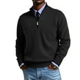 thumbnail image 2 of Mens Quarter Zip Pullover Quilted Pullover Casual Knit Long Sleeve Mock Neck Sweater Black XL, 2 of 4