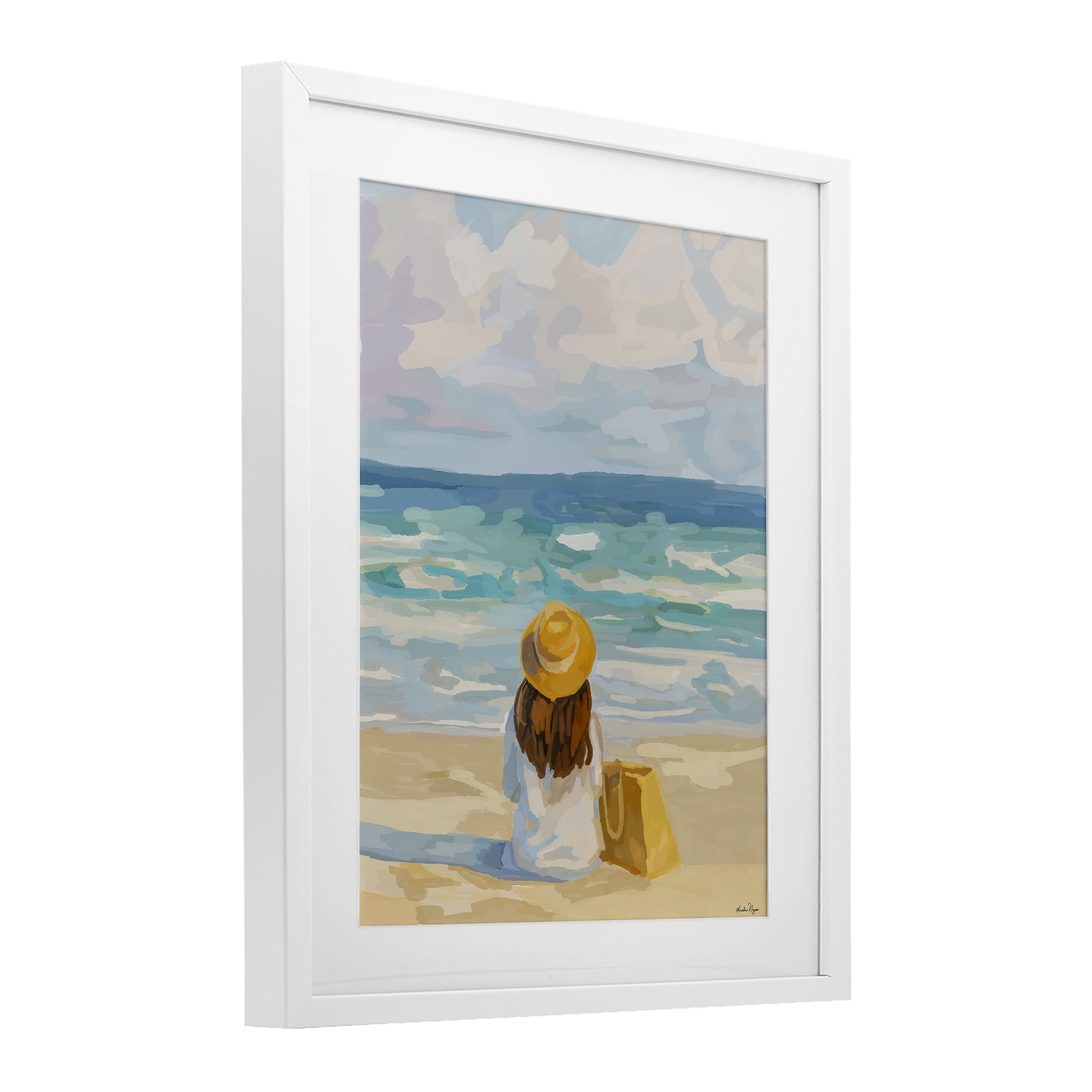 Stupell Industries Peaceful At The Beach White Framed Print Under Glass, design by Amelia Noyes