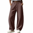 thumbnail image 6 of SuTry Women's Pants Button Fly Mid Rise Barrel Wide Leg Jeans Stitched Detail Side Pockets Relaxed Baggy Casual Cotton Blend Trousers, 6 of 7
