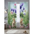 thumbnail image 2 of Spring Easter Sheer Curtains 108 Inch Length 2 Panels Set Window Treatments, Purple Floral Summer Botanical Ombre Rod Pocket Semi Curtains for Living Room/Bedroom/Kitchen Décor, 104"W x 108"L, 2 of 7