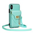 thumbnail image 3 of K-Lion for Apple iPhone XS/X Wallet Case, Luxury PU Leather Zipper Purse Crossbody Shoulder Strap Flip Case for Women Girls Card Holder Cash Slot Shockproof Protective Phone Cover, mint, 3 of 6