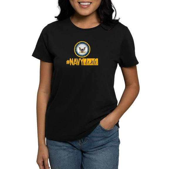 CafePress - #Navywife Women's Dark T Shirt - Women's Traditional Fit Dark T-Shirt