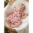 thumbnail image 5 of Cjfdfy Newborn Baby Girl Fall Outfits Long Sleeve Strawberry Print Romper with Headband Set Cute Strawberry  Print Outfit, Ruffle Bow Design, Mesh Tulle Dresses, Fall Winter Outfit for 0-18M, 5 of 9