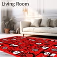 thumbnail image 2 of ODIKA 8'x10' Machine Washable Non-Slip Area Rug, Winter Wonderland Featuring Playful Snowman and Patterned Grid High Traffic Rug with Pad, Red, 732191, 2 of 8