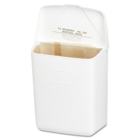Wall Mount Sanitary Napkin Receptacle-ABS, Plastic, 1gal, White