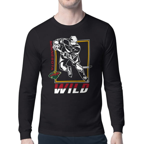 Men's Starter Black Minnesota Wild Player Grid Long Sleeve T-Shirt