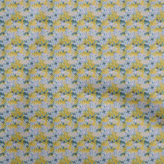 oneOone Cotton Jersey Yellow Fabric Leaves Sewing Craft Projects Fabric Prints By Yard 58 Inch Wide