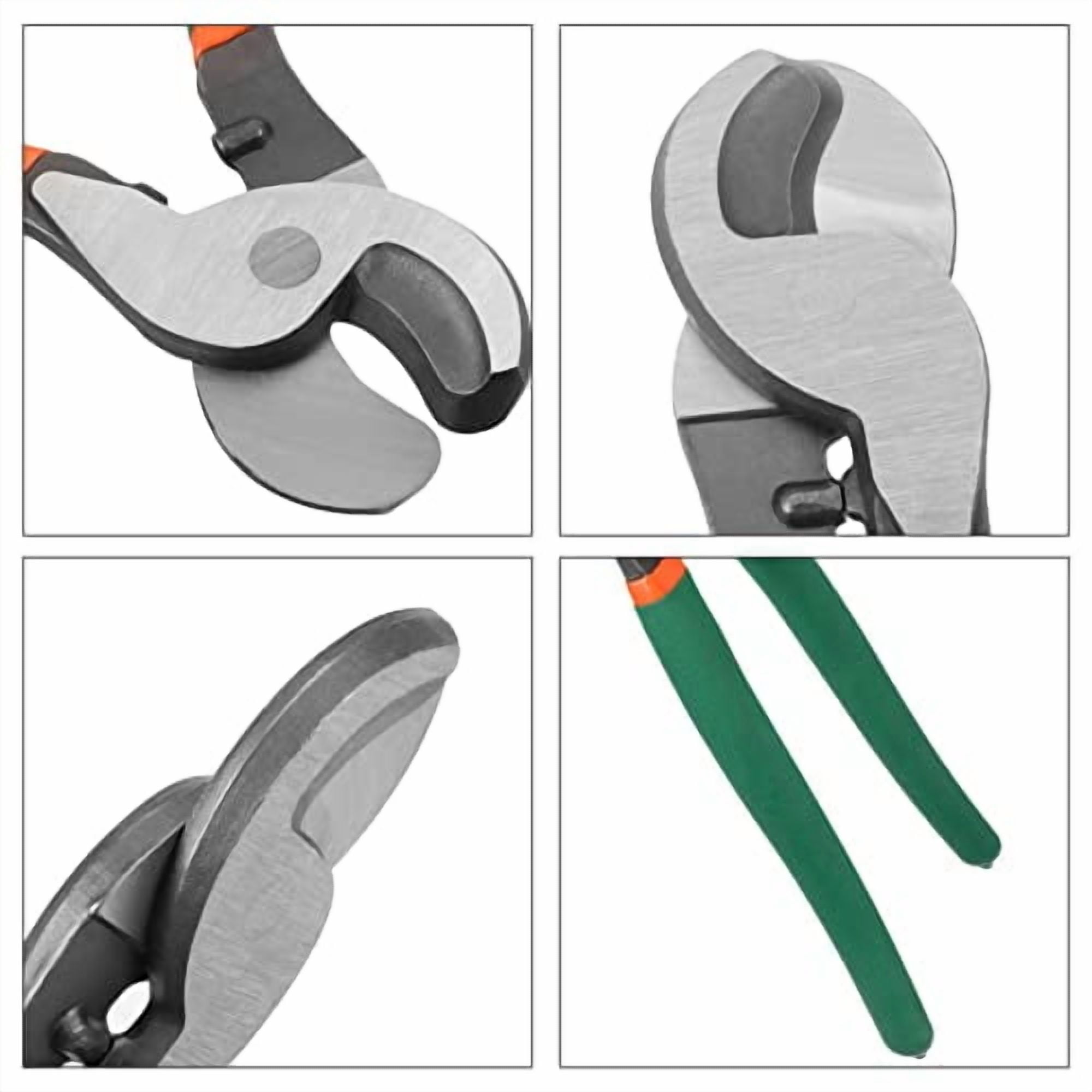9 Inches Cable Cutter Pliers High Leverage Cable Cutter with Green PVC Handle Heavy Duty Electrical Wire Cutters for Aluminum Copper Communication Cables