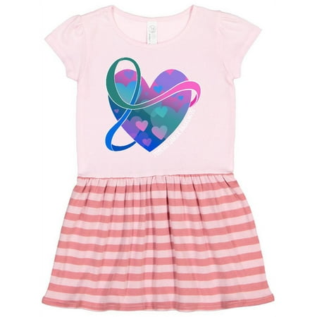 

Inktastic Thyroid Cancer Awareness Pink Teal Blue Ribbon Around Heart Gift Toddler Girl Dress