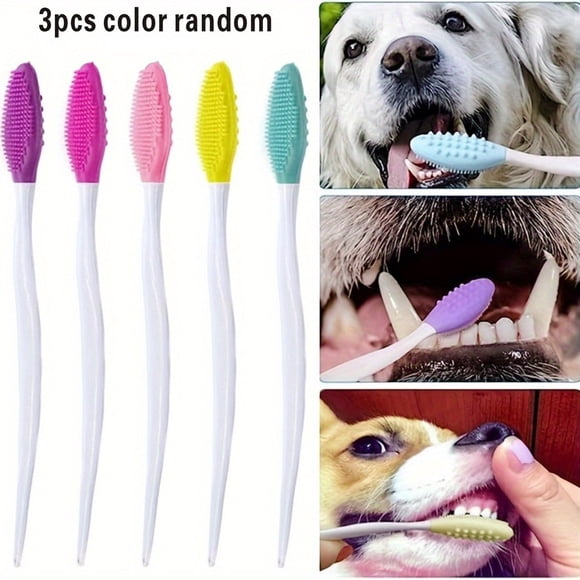 3pcs Dual-Sided Silicone Pet Grooming Brushes - Gentle Blackhead & Nose Cleaning For Dogs And Cats