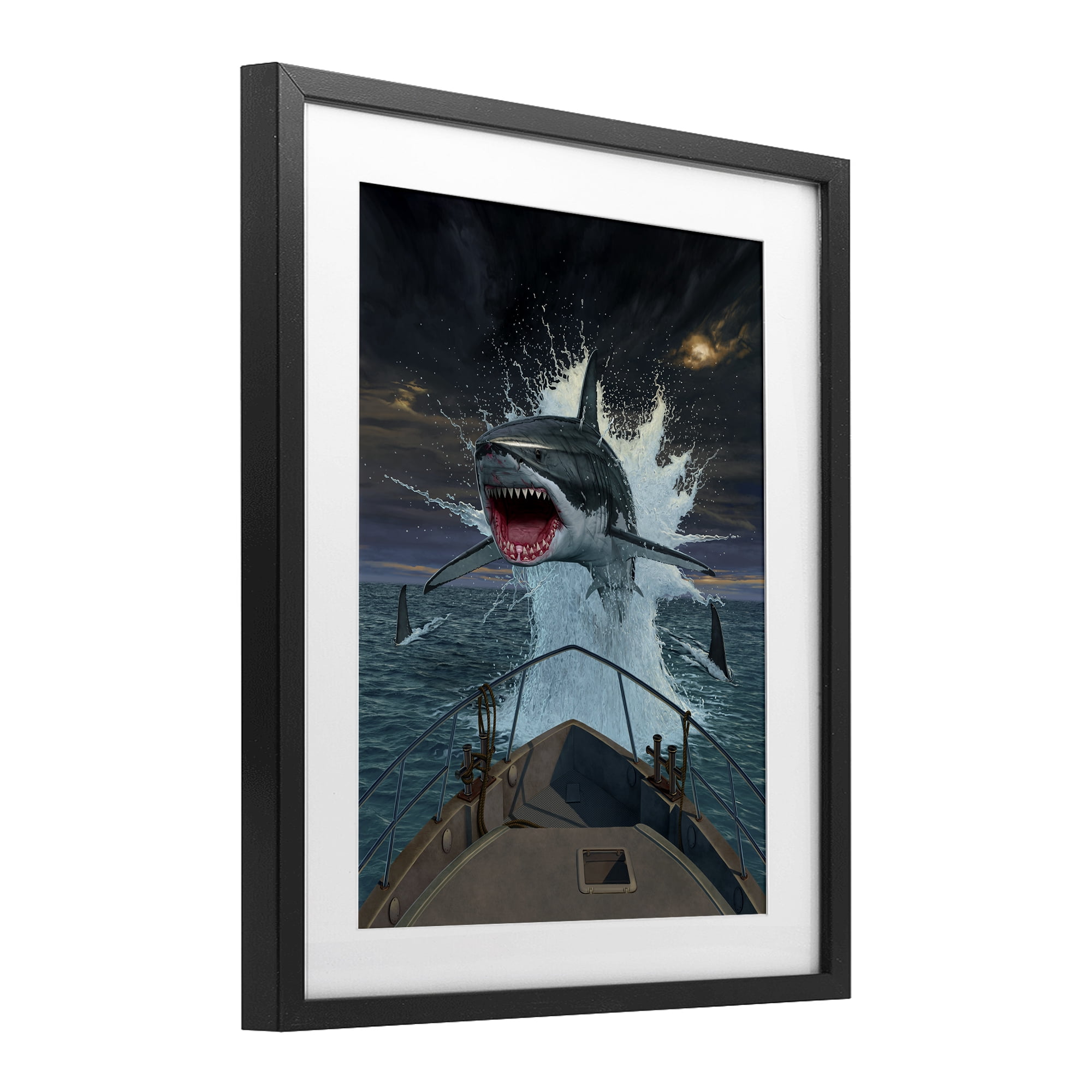 Stupell Industries Fish Out Of Water Black Framed Print Under Glass, design by Vincent Hie
