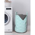 thumbnail image 3 of Geometric Laundry Bag, Repetitive Triangles Stripes Soft Pastel Fresh Calm Tone Illustration, Basket with Handles Drawstring Closure for Laundromats, 13" x 19", Baby Blue and Seafoam, by Ambesonne, 3 of 4