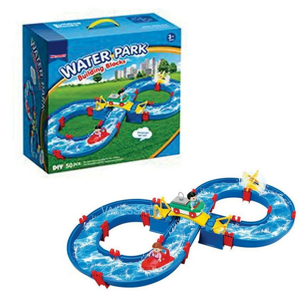 Water Play Set 50 pcs Water Park with 2 Boat, Bridge and more Indoor