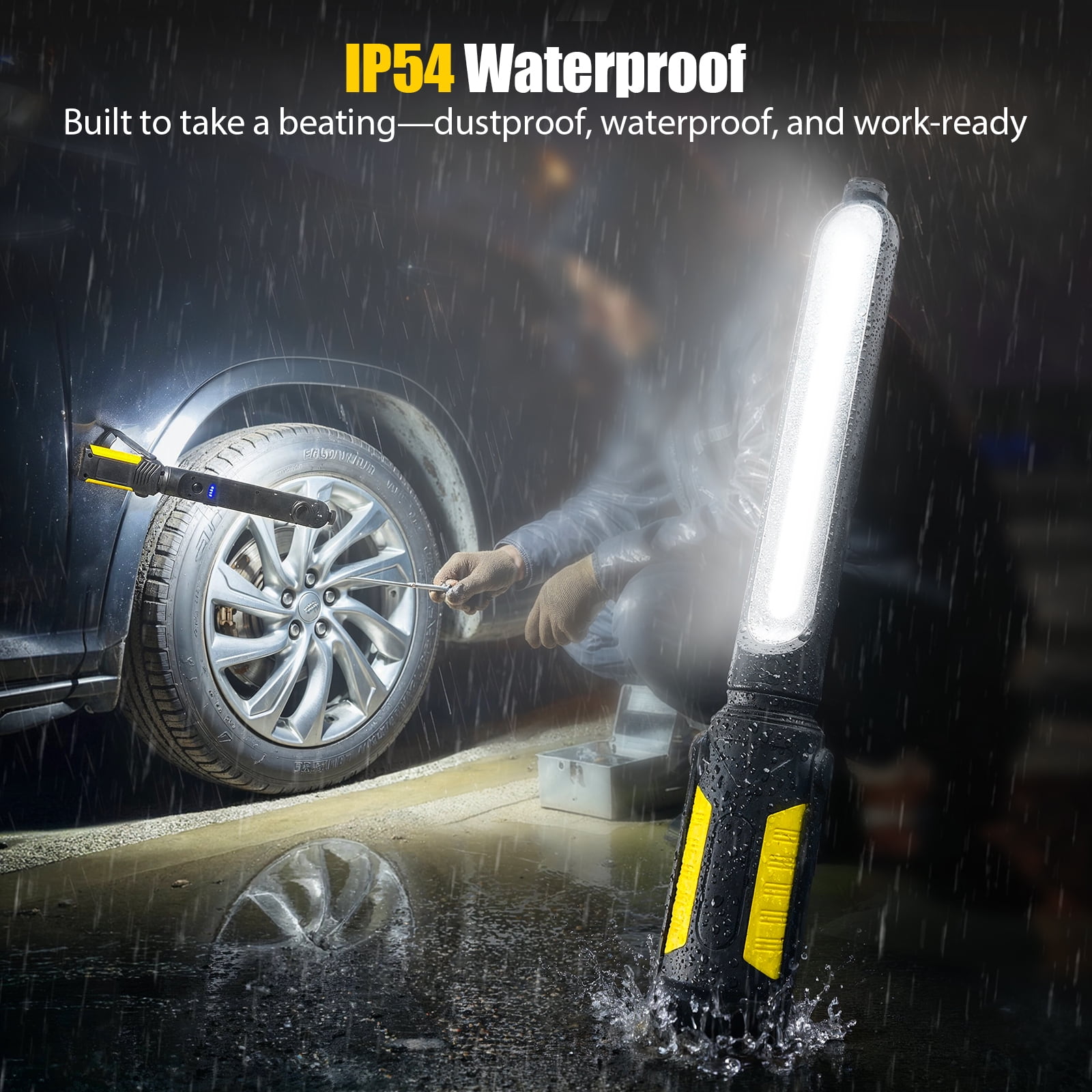 Mechanic Light – 2 IN 1 Underhood Work Light, LED Magnetic Automotive Work Light, Cordless Rechargeable Work Light t for Garage, Workshop, Car Repair, Emergency