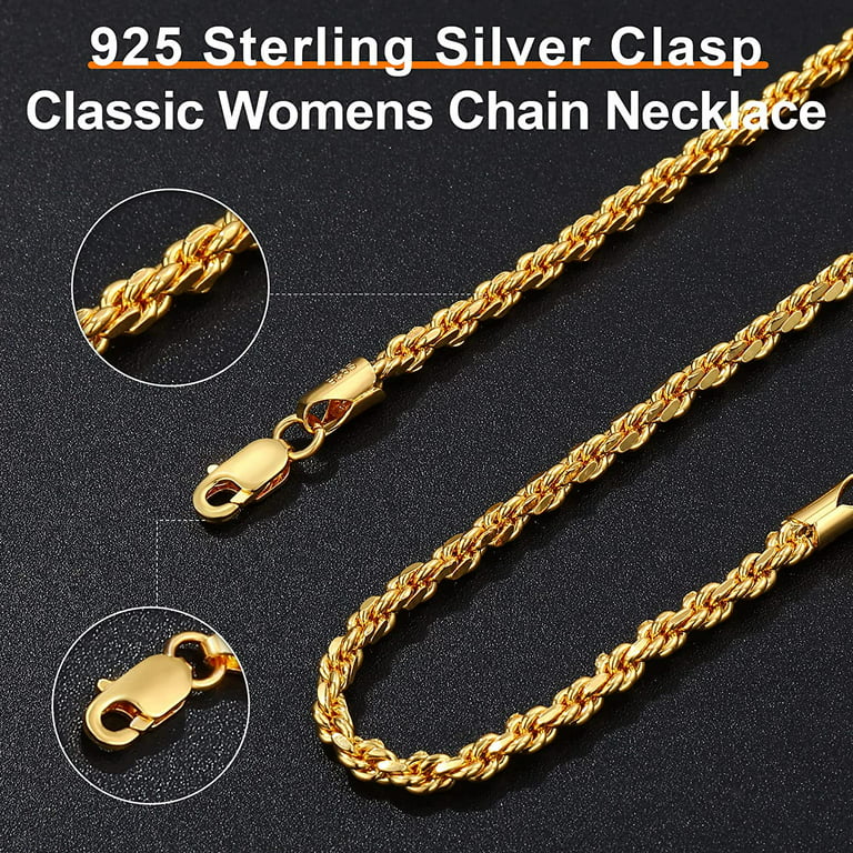 Gold Chain for Men Gold Necklace, 22 Inch Gold Chain Necklace for Men 18K  Gold Chains for Men 3mm Gold Men Chain Necklace for Mens Jewelry Rope Chains  for Mens Necklace Mens