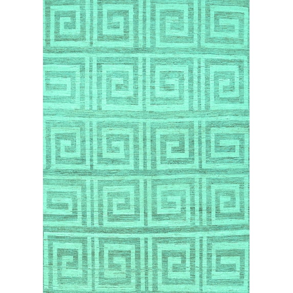Ahgly Company Machine Washable Indoor Rectangle Abstract Turquoise Blue Contemporary Area Rugs, 7' x 9'