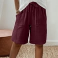 thumbnail image 2 of Nestiefly Linen Bermuda Shorts for Women Knee Length High Waisted Baggy Loose Casual Summer Cotton Gauze Shorts with Pockets Wine 2XL, 2 of 6