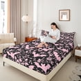 thumbnail image 4 of Castle Fairy Black Bats Full Size Sheets for Teens,Gothic Vintage Flower Bed Sheets, 4 of 7