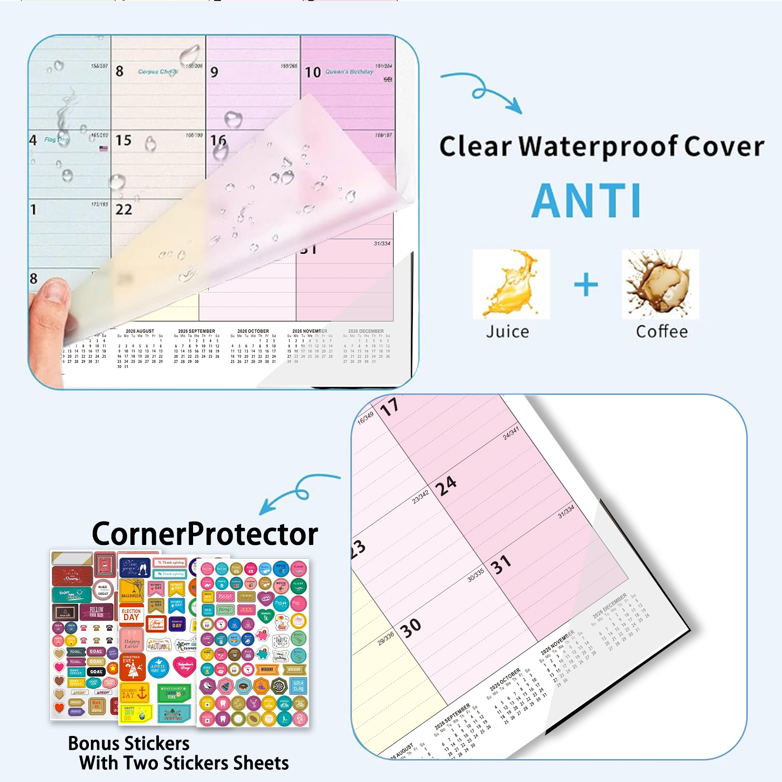 2026 Large Desk Calendar and Wall Planner, 18 Months Jan 2026-Jun 2027, 22x17 in Grid for Family Schedule and Office Organization, Desktop Monthly Blotter Pad