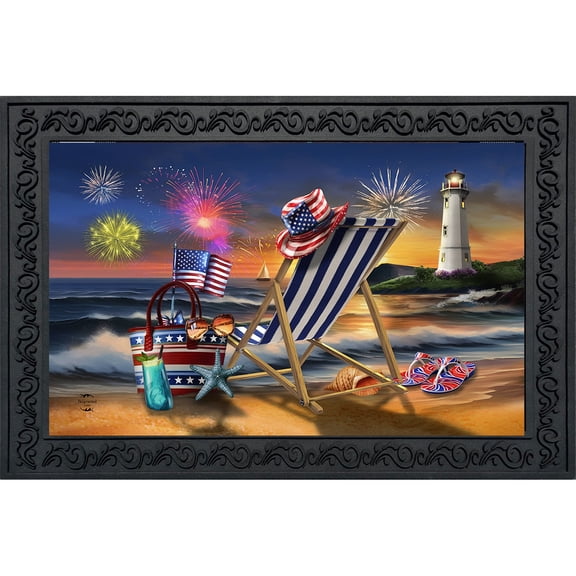 Briarwood Lane Doormat 30x18 Indoor Outdoor Oceanside Fireworks Doormat