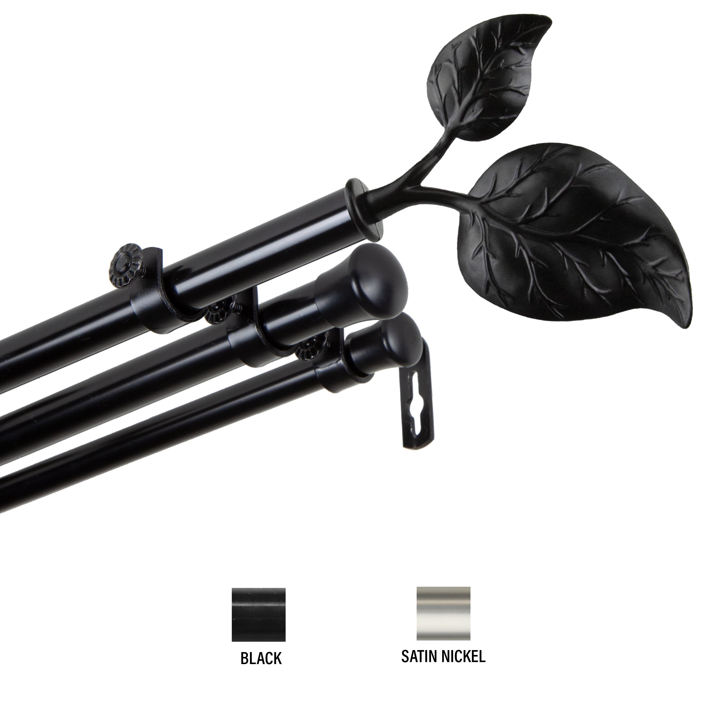 Penelope 13/16 inch Triple Curtain Rod 66-120" - Black