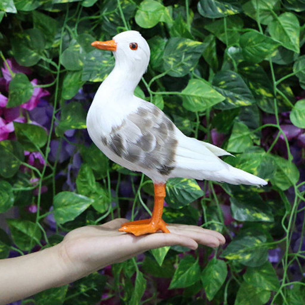 1pc Artificial Feather Bird Cute Fake Seagull Garden Home Bonsai Decor #2 