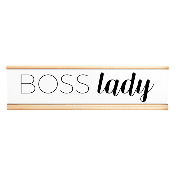 Funny Desk Plate Boss Lady Engraved Desk Plate White Rose Gold