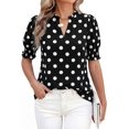thumbnail image 2 of BTFBM Summer Blouses for Women Dressy Casual Fashion Spring Tops Floral Boho V Neck Puff Short Sleeve Top Shirts, 2 of 9