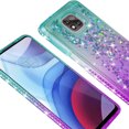 thumbnail image 4 of Compatible for Motorola Moto G Power 2021 Case with Tempered Glass Screen Protector SOGA Diamond Liquid Quicksand Cover Cute Girl Women Phone Case - Teal / Purple, 4 of 5