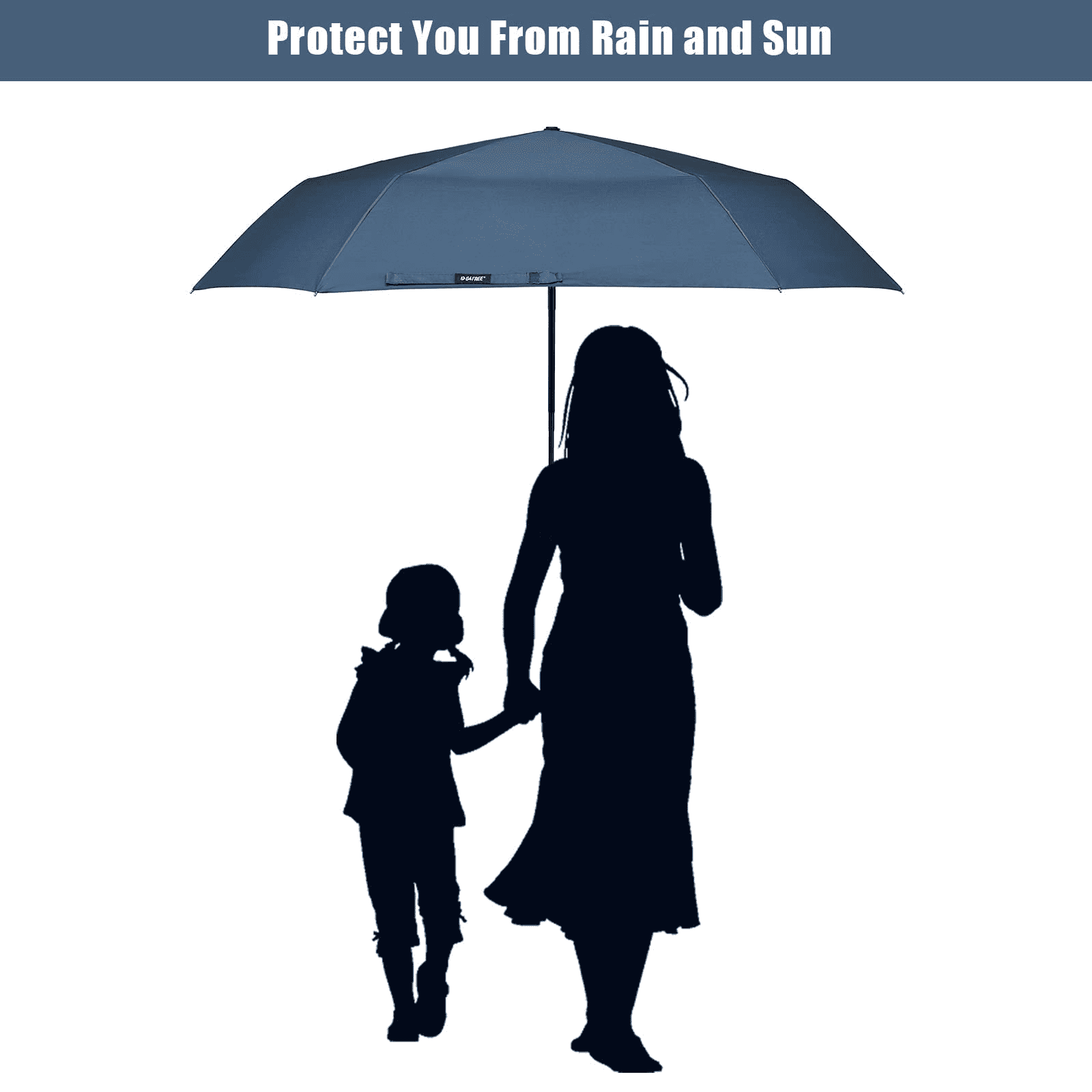 G4Free 54 Inch Large Golf Umbrella, Automatic Square 3 Folding Windproof Compact Travel Rain Umbrella