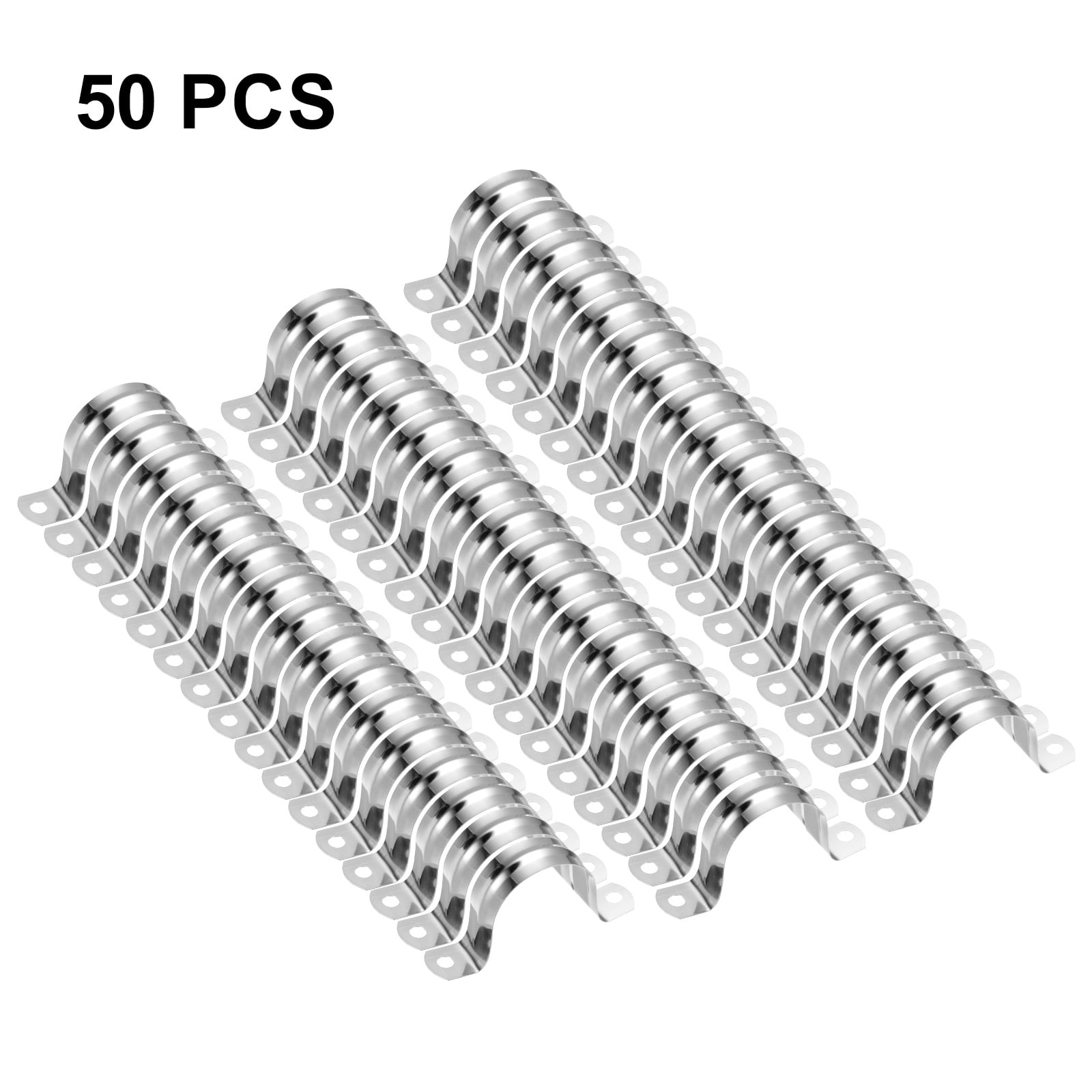 Uxcell 50pcs 1 9/16-Inch 40mm Conduit Clamps M40 U Tube Pipe Clamp Stainless Steel Rigid Pipe Strap Bracket