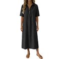 thumbnail image 2 of EliteGoogv Womens Polo Dresses Short Sleeve Collared Midi Dresses For Women Relaxed Straight Fit Summer Dresses Vacation Wedding Guest Dresses Black, 2 of 4