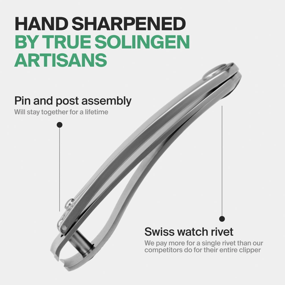 GERMANIKURE Professional Nail Clipper - FINOX Stainless Steel Fingernail & Toenail Clipper in Leather Case - Travel Size Nail Care Tool Made in Solingen, Germany