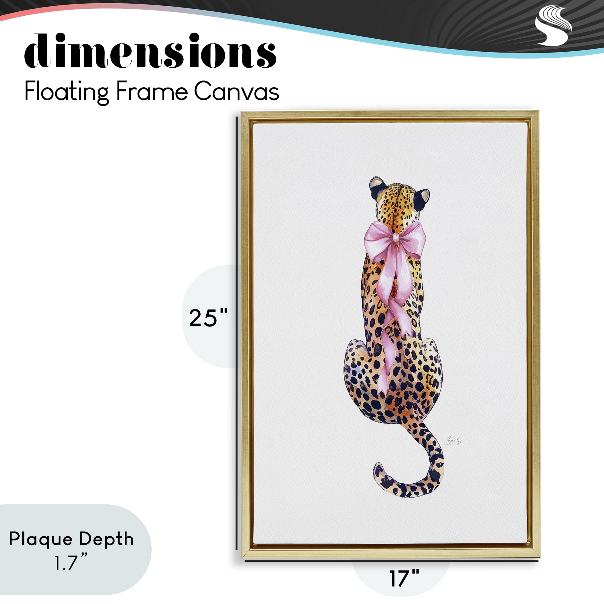 Stupell Industries Poised In Pink Cheetah Gold Framed Floater Canvas Wall Art, design by Shelly Craig