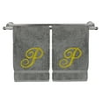 thumbnail image 2 of Monogrammed Hand Towel, Personalized Gift, 16 x 30 Inches - Set of 2 - Gold Embroidered Towel - Extra Absorbent 100% Turkish Cotton - Soft Terry Finish - for Bathroom, Kitchen and Spa - Script P Gray, 2 of 3