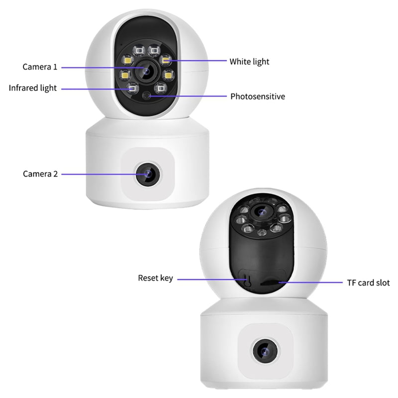 8MP WiFi IP Camera Dual Lens Baby Monitor Color Night Vision Human Automatic Tracking Video Smart Home
