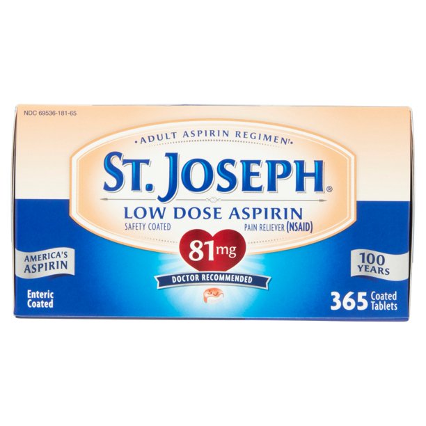 St.Joseph Low Dose Enteric Coated Aspirin Tablets, 81 mg, 365 count