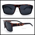 thumbnail image 3 of SA106 Mens Polarized Flat Top Square Sunglasses Matte Finish Rectangular UV400 Anti Glare Driving Matte Tortoise Frame - Black Lens, 3 of 6