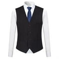 thumbnail image 4 of Mens 3 Piece Suit Formal Pinstripe Slim Fit Notched Lapel Dress Blazer Vest Trousers Set, 4 of 6
