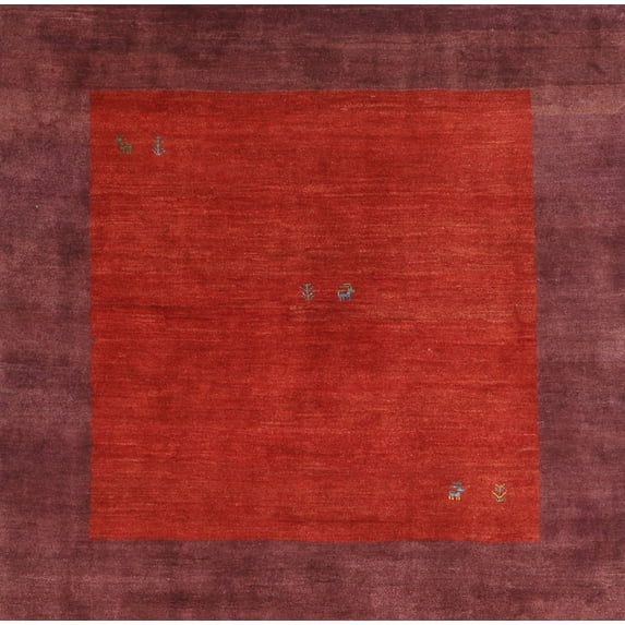 Ahgly Company Indoor Rectangle Contemporary Red Abstract Area Rugs, 5' x 7'