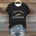thumbnail image 2 of Womens Tops Fresh Pumpkins Fall Crew Neck Tee Funny Cute Graphic Short Sleeve Shirt Lightweight Breathable Blend Fabric 3Xl Sweaters For Women, 2 of 4